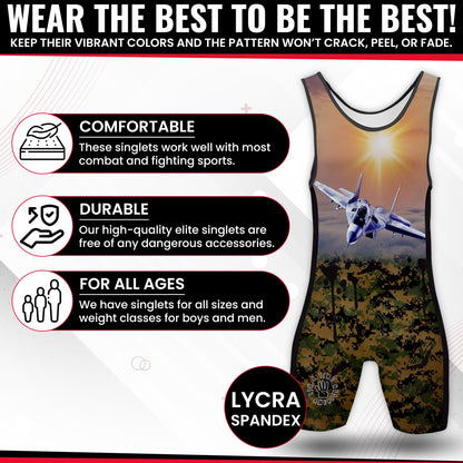 4 Time All American Sublimated Wrestling Singlet – Stitched & Durable Mens Singlet – Singlet for Wrestling, MMA & Powerlifting– Wrestling Singlet Youth Boys (One Shot, XXXS/YM 41-50 lbs.)