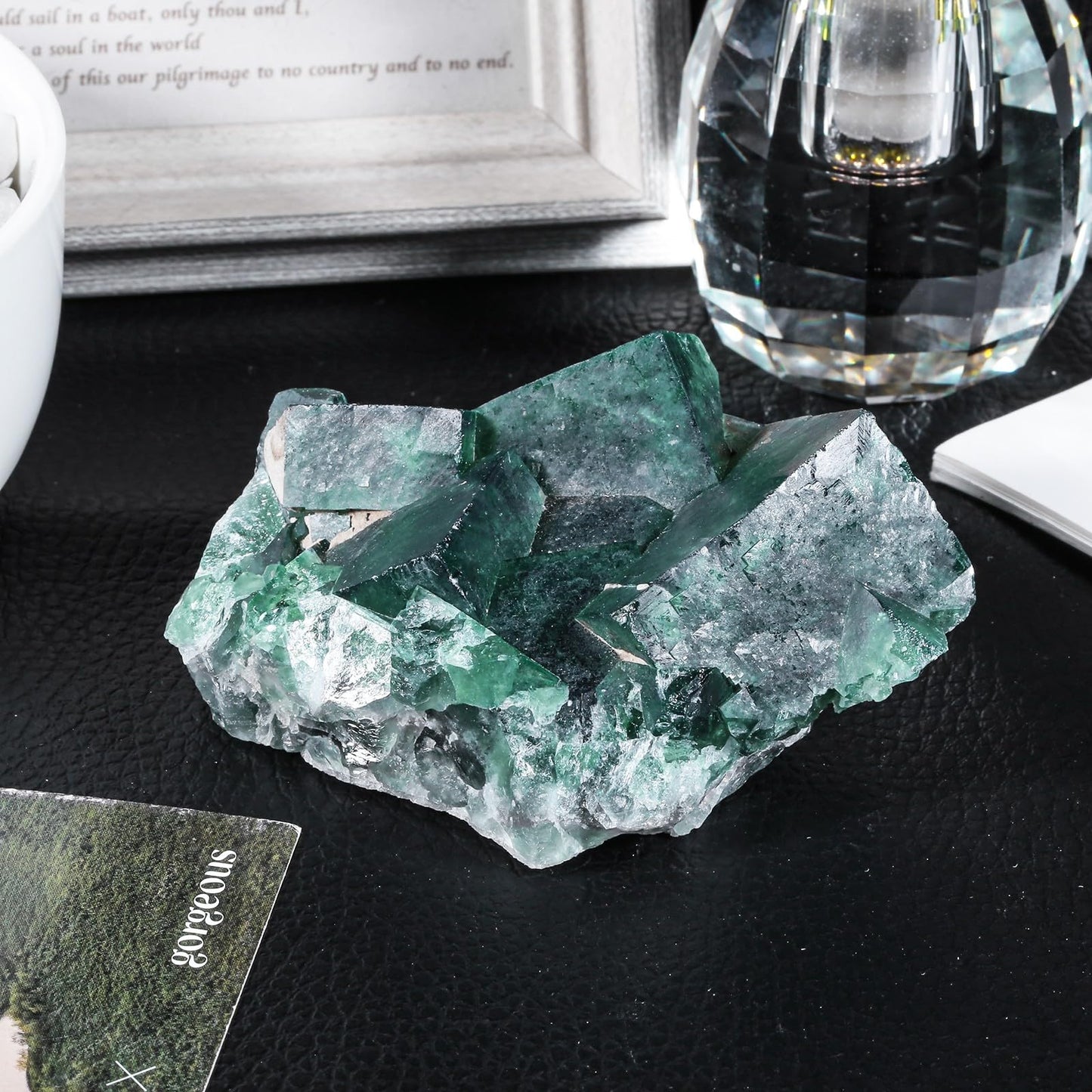 moonsix Natural Green Fluorite Rough Stone Healing Crystal Cluster Specimen Decor for Wicca, Collection, Display (45-120 mm)