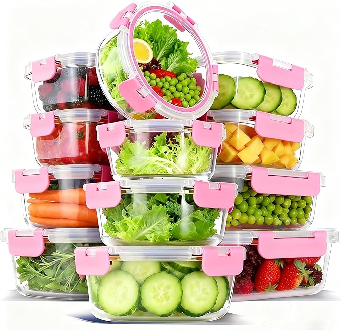 12 Pack Glass Meal Prep Food Storage Containers