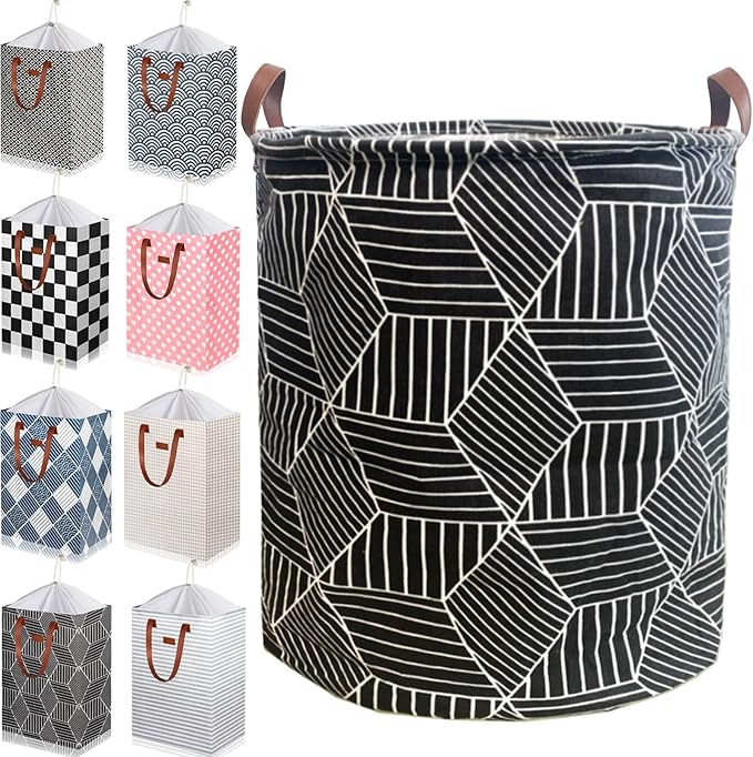 Waterproof Laundry Hamper Collapsible Laundry Basket Leather Handle Laundry Bag