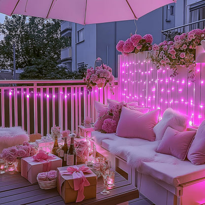 JMEXSUSS 66 Ft Connectable Pink Lights for Room Decor, 200 LED Pink String Fairy Christmas Lights Clear Wire Plug in for Bedroom Indoor Outdoor Girl's Room Home Anniversary Birthday
