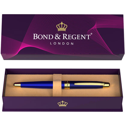 Bond & Regent 24 Karat Gold Luxury Rollerball Pen - Fancy Executive Professional Writing Gift Set for Men & Women, Nice Pens, Royal Blue