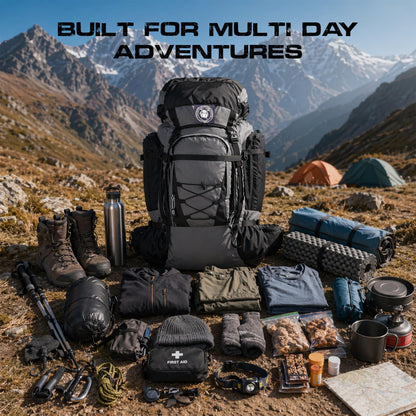 Stikage UltraSonik 65L Front Access Internal Frame Hiking Backpack for Men and Women – Lightweight Waterproof Trekking & Camping Backpack with Rain Cover, Hydration Bladder compatible