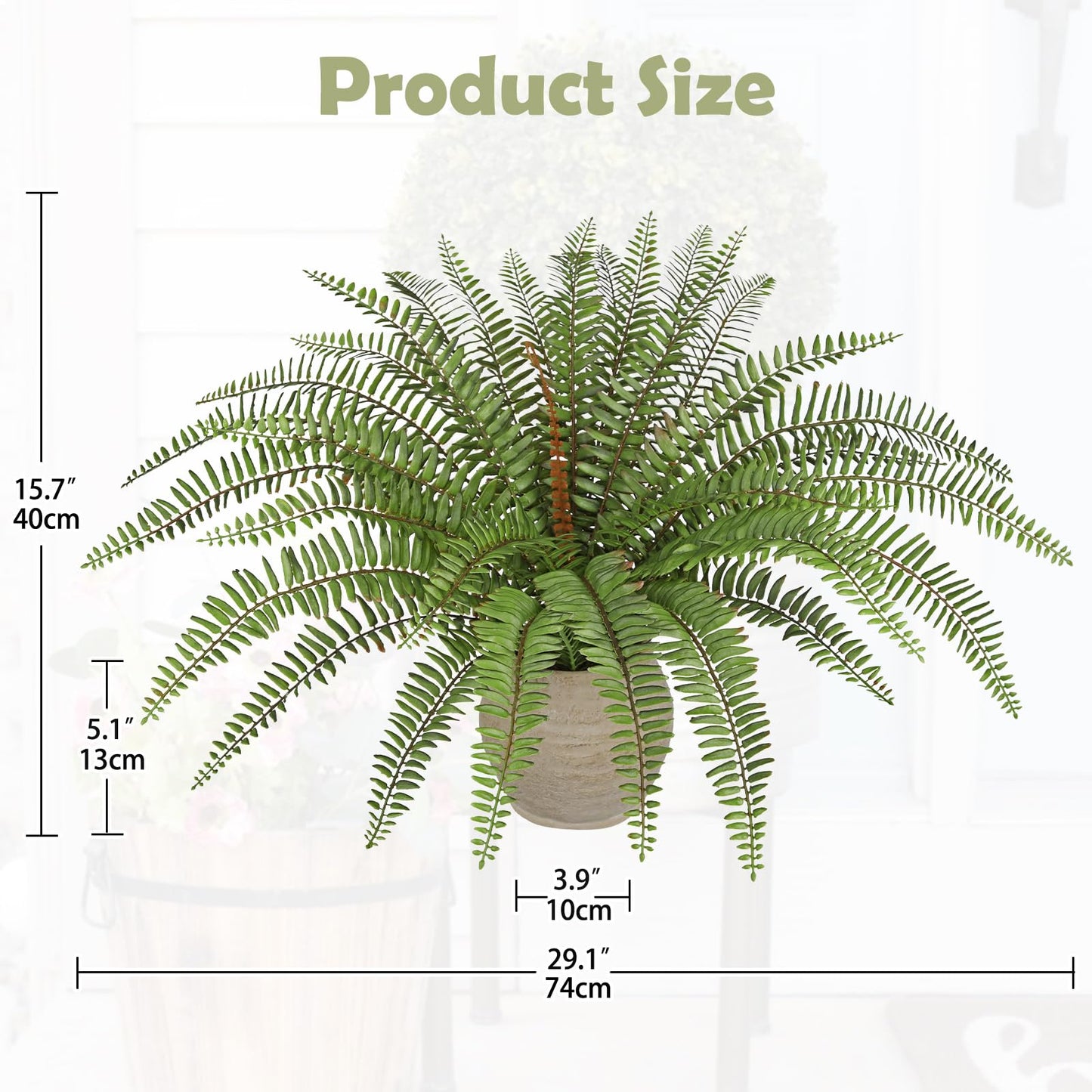 Briful Fake Boston Fern Plant in Rustic Terracotta Pot, 15.7" Faux Ferns Potted Greenery Artificial Plants Indoor for Home Office Room Kitchen Table Decor