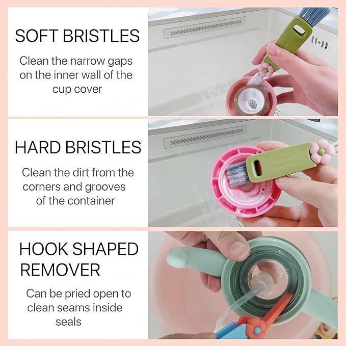 3 in 1 Cup Lid Cleaning Brush, Water Bottle Cleaner Brush, Portable Cup Lid Gap