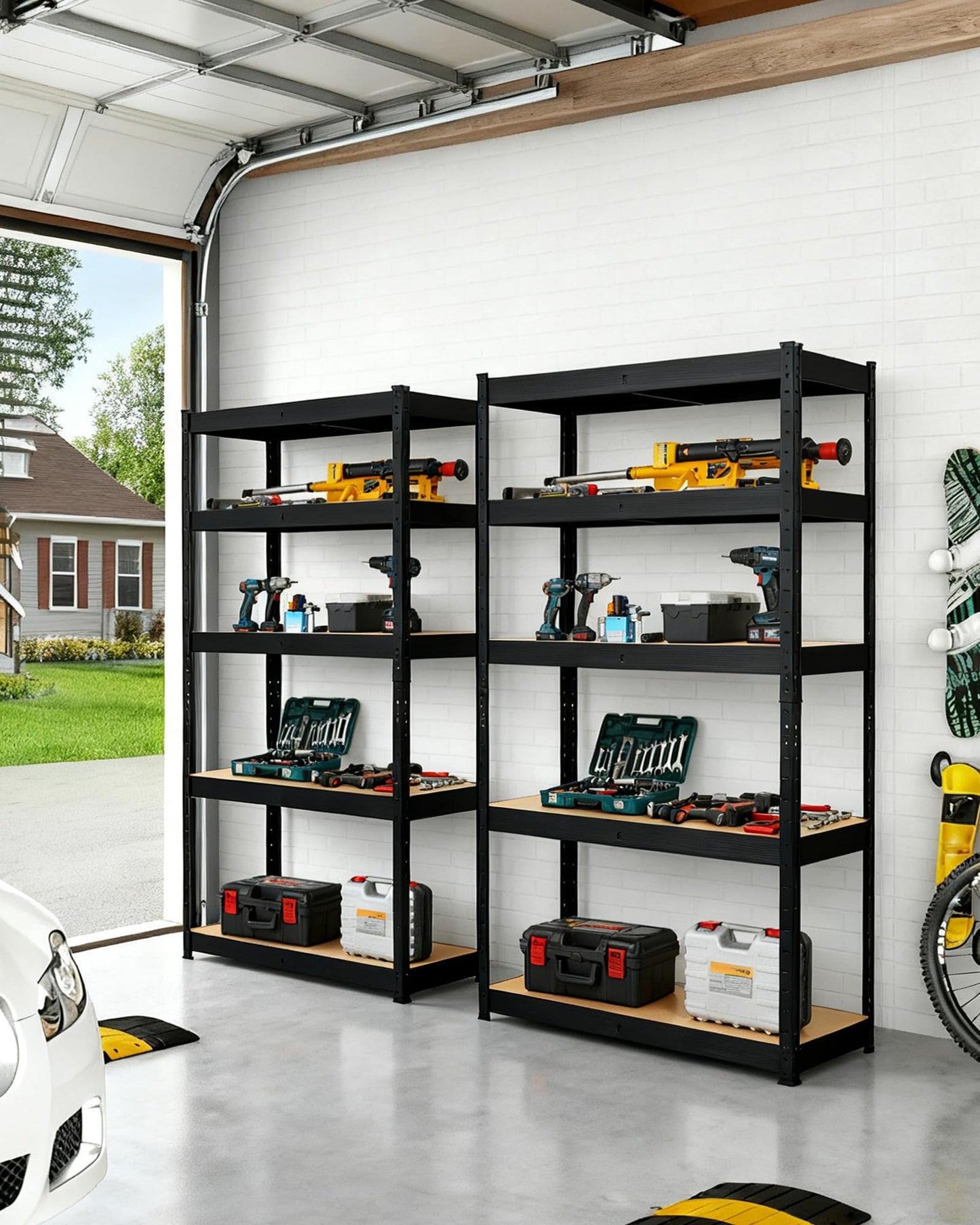 5-Tier Adjustable Shelving Units,48x18x72 Garage Metal Storage Shelving Units,Heavy Duty Garage Shelving Adjustable Garage Shelves,Loads 2000 LBS,Metal Storage Utility Racks for Warehouse,Pantry, Base
