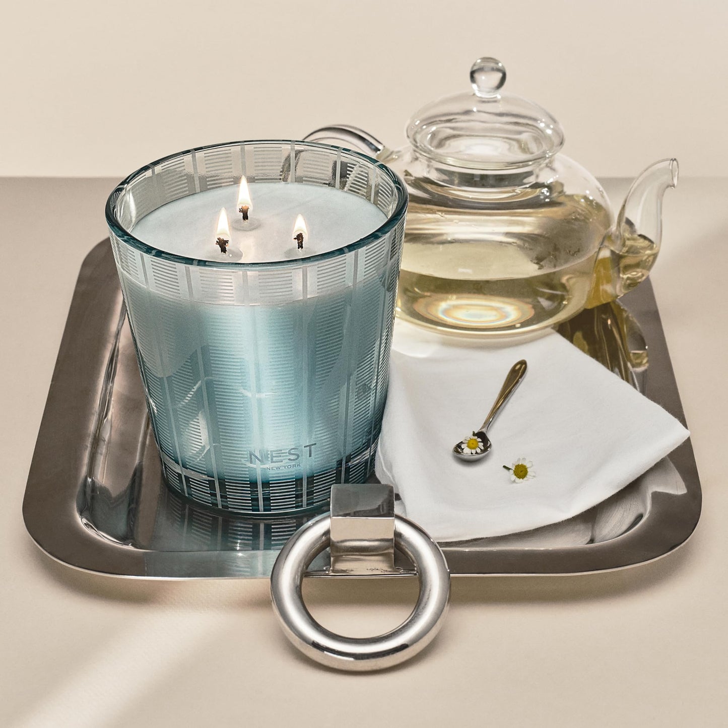 NEST New York Scented 3-Wick Candle, Driftwood & Chamomile - 21.2 oz - Up to 100-Hour Burn Time - Reusable Glass Vessel