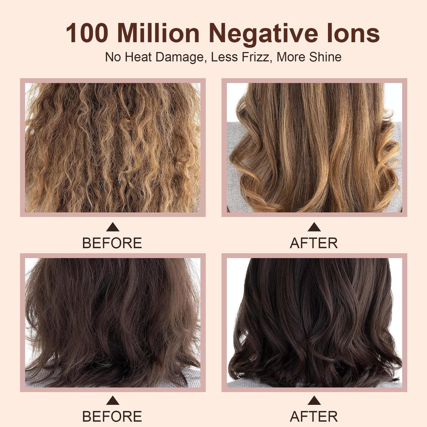 110-240V Travel Brush Hair Dryer, Small Hair Straightener Brush with European Plug Adapter for International Travel, 4 in 1 Hot Air Styler & Dryer for Drying Straightening Curling Volumizing