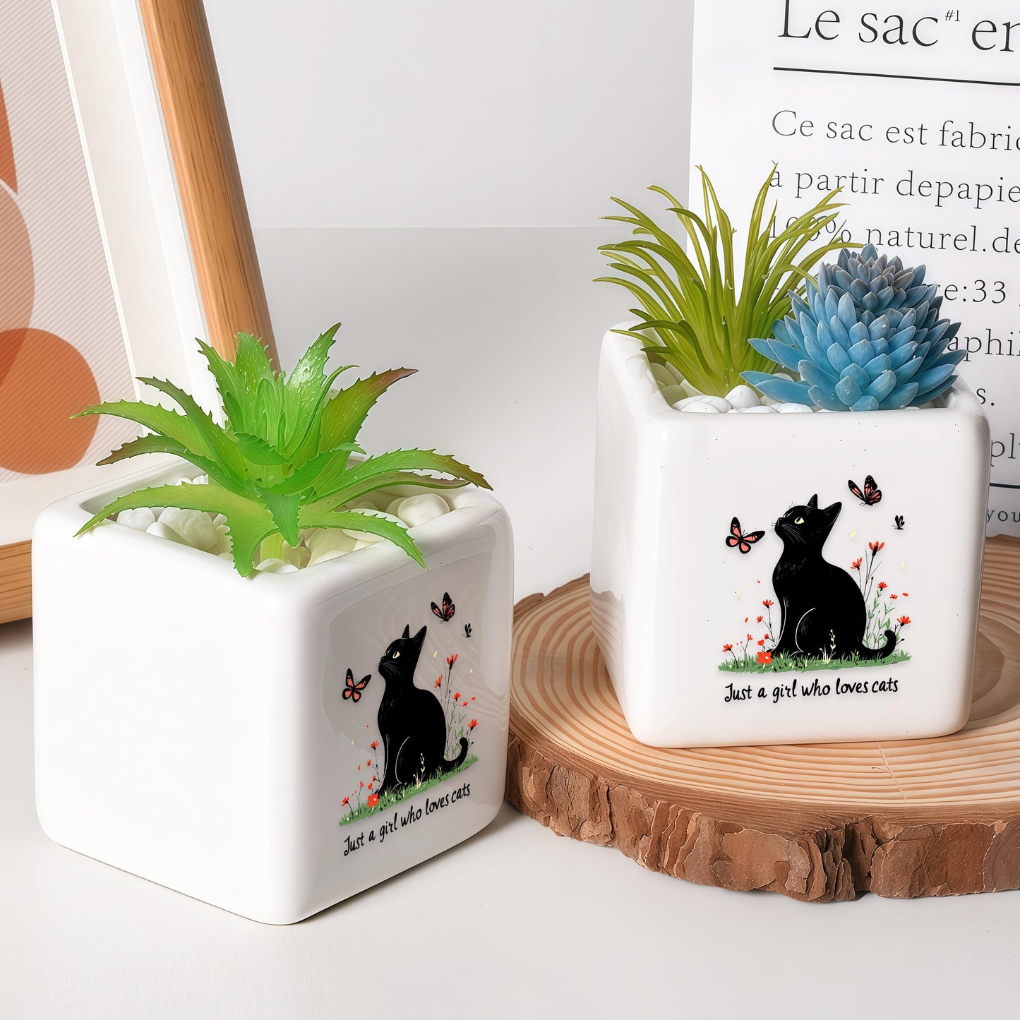 BJDAMAI Black Cat Succulent Planter Flower Plant Pot Small, Gifts for Women Teens Girls Kids, Cat Lovers Themed Stuff Accessories Things Decor Merch, Home Office Table Desk Decoration!