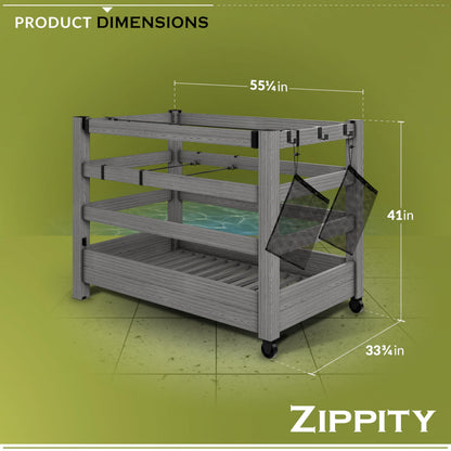 3.4ft H x 4.6ft W x 2.8ft L WoodTek Poolside Organizer and Pool Float Storage Rack, Wheeled Storage for Toys, Floats, and Accessories - Durable Pool Deck Caddy & Organizer w/ Dividers, Zippity AZ19078
