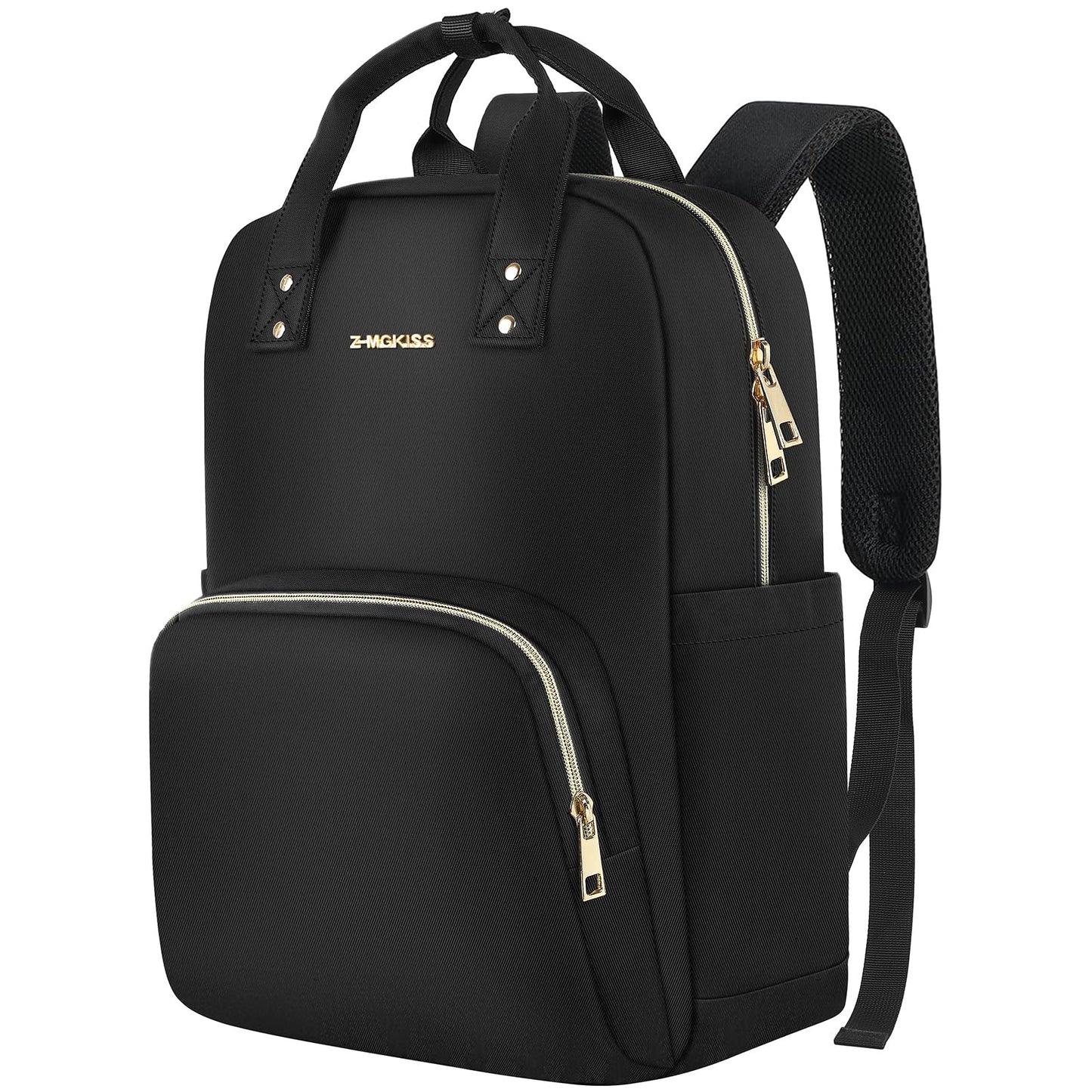 Z-MGKISS Laptop Backpack Women, 15.6 Inch Casual Daypack, Lightweight Stylish Rucksack for Travel Business College, Gifts for Ladies Teacher Nurse, Black