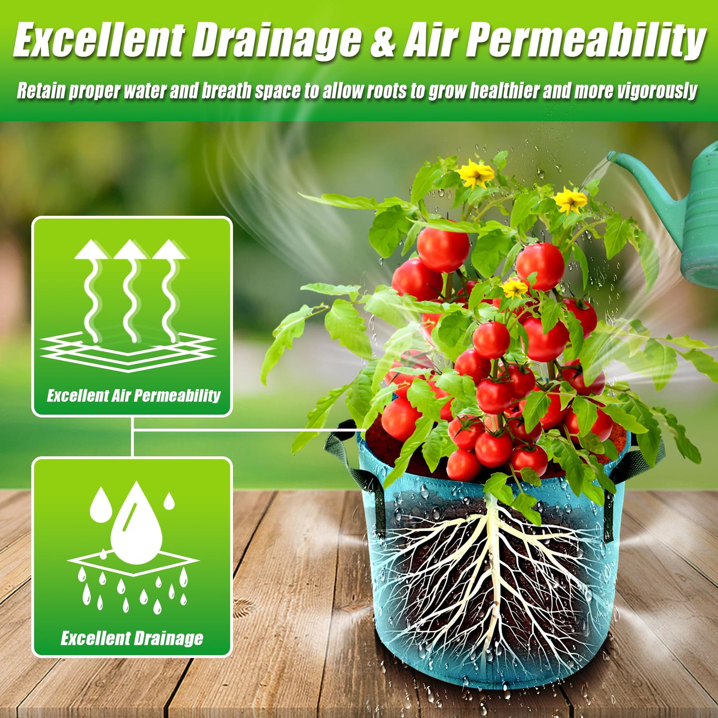 Sinimaka 15 Gallon Grow Bags, 7 Pack Colorful Fabric Plant Pots with Handles for Garden and Outdoor Planting