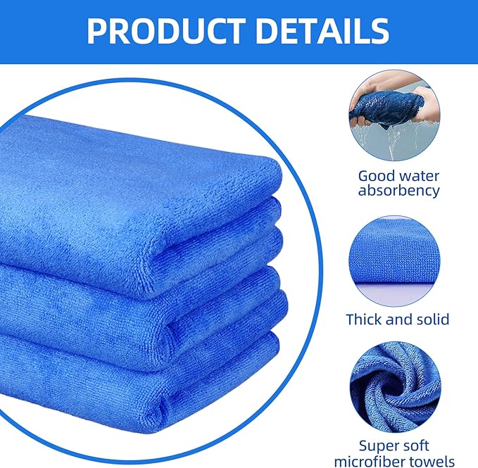 6 Pack Microfiber Cleaning Cloths Extra Large 30" x 20", XL Rags Washable
