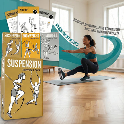 ELAORY Bodyweight & Dumbbell & Suspension1 Workout Cards - 150 Large 5"x3.5" Exercise Cards with 36 Strength Moves, Home & Gym Fitness Cards for Men & Women, Beginner Fitness Guide