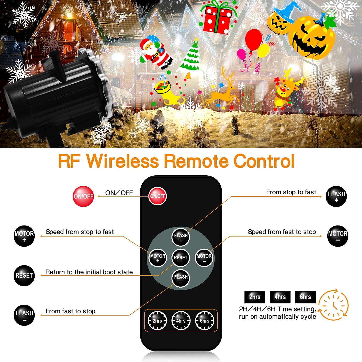 Halloween Decorations,Segotendy Halloween Christmas Projector Lights,64 Patterns LED Xmas Projector Outdoor Indoor,Waterproof Snowflake Projection Light with Remote Control for New Year Party Garden