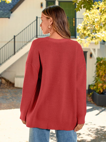 LILLUSORY Women Oversized Cardigan Sweater 2025 Fall Outfits Cloth Fashion V Neck Knit Button Front Casual Trendy Tops