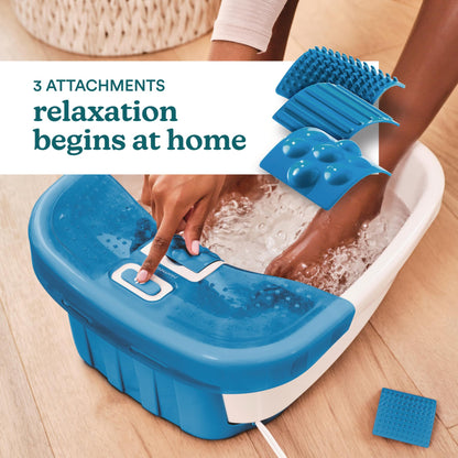 Homedics Bubble Bliss Deluxe Foot Spa with Heat Massaging Arch, 3 Acupressure Attachments, Splash Guard, Raised Nodes Creates Bubbles, Improves Circulation, Soothe Tired Muscles, Built-in Storage