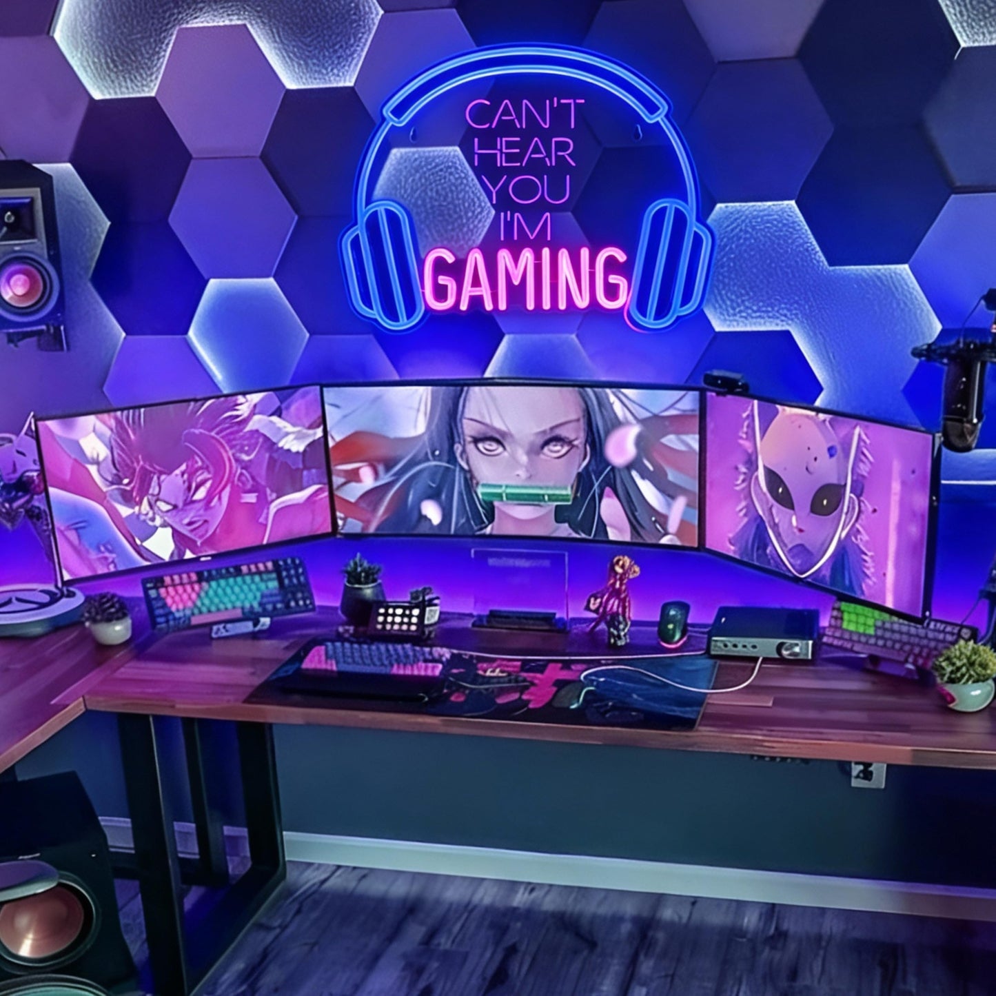 Kavaas Gaming Neon Sign, Can't Hear You I'm Gaming Headset LED Sign for Game Room Wall Decor - Headphone Neon Light Signs - Best Gamer Gifts for Teen Boys, Kids