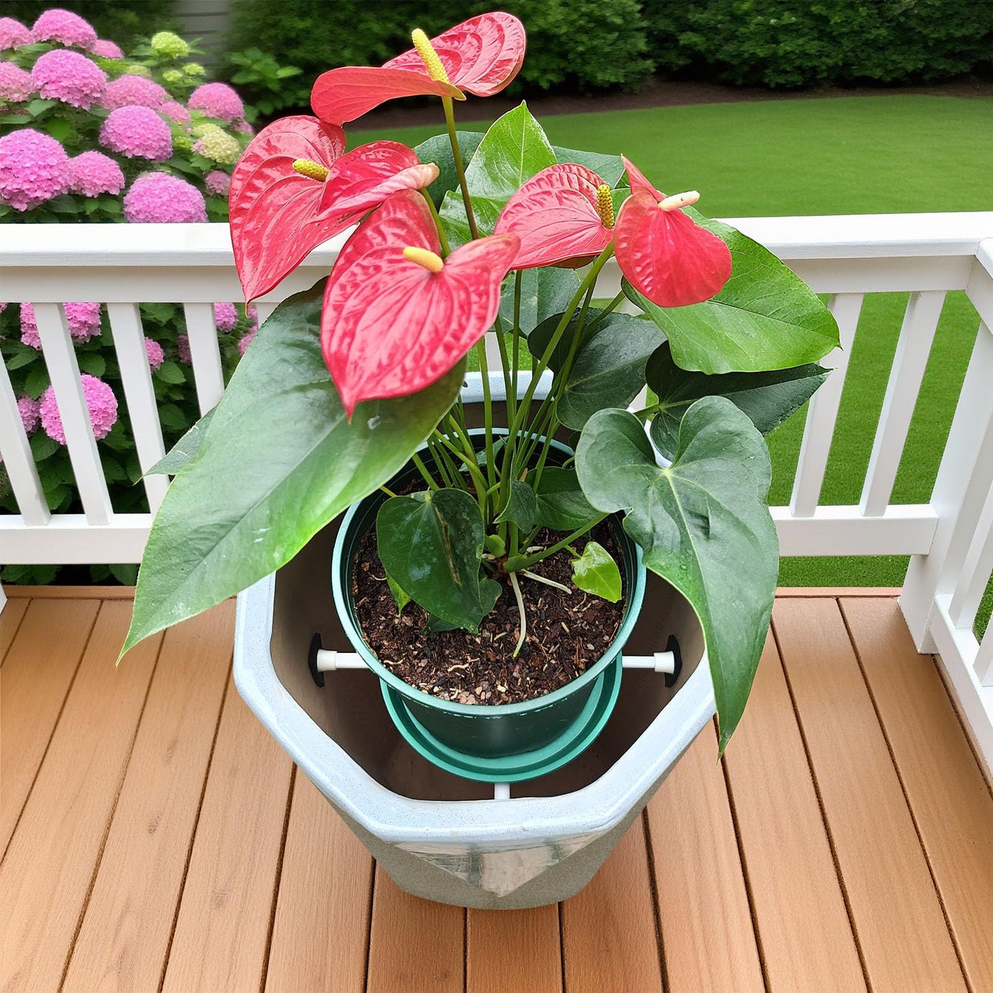ISYOKE 2 Pack Adjustable Planter Inserts for Large Pots,10-17” Plant Risers for Inside Pots, Pot Fillers for Indoor Outdoor Tall Round Square Taper Planters