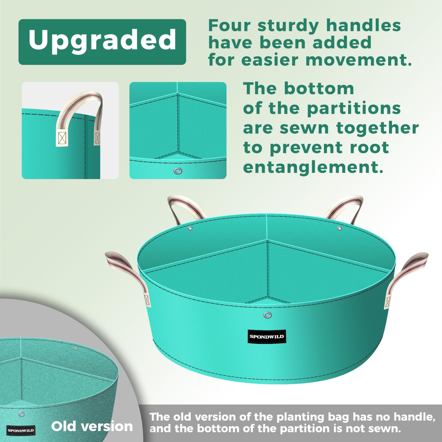 SPONDWILD [Upgraded] 2 Pack 15 Gallon 3 Compartment Potato Grow Bag,Vegetable Growing BagThickened PE Garden Pots with Drainage Holes Branch-Binding Holes, Reusable Plant Bag for Vegetables、Flowers