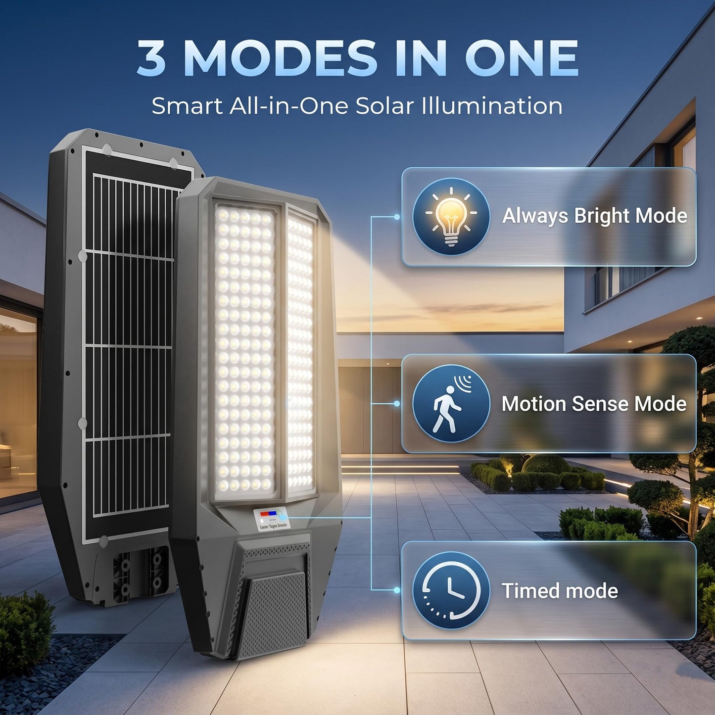 loyoele Ultra-Bright Solar Street Light with Motion Sensor, 11000W Commercial Outdoor Solar Security Light, IP67 Waterproof, Dusk-to-Dawn LED Flood Light for Yard, Parking Lot, Driveway, Barn, Garden