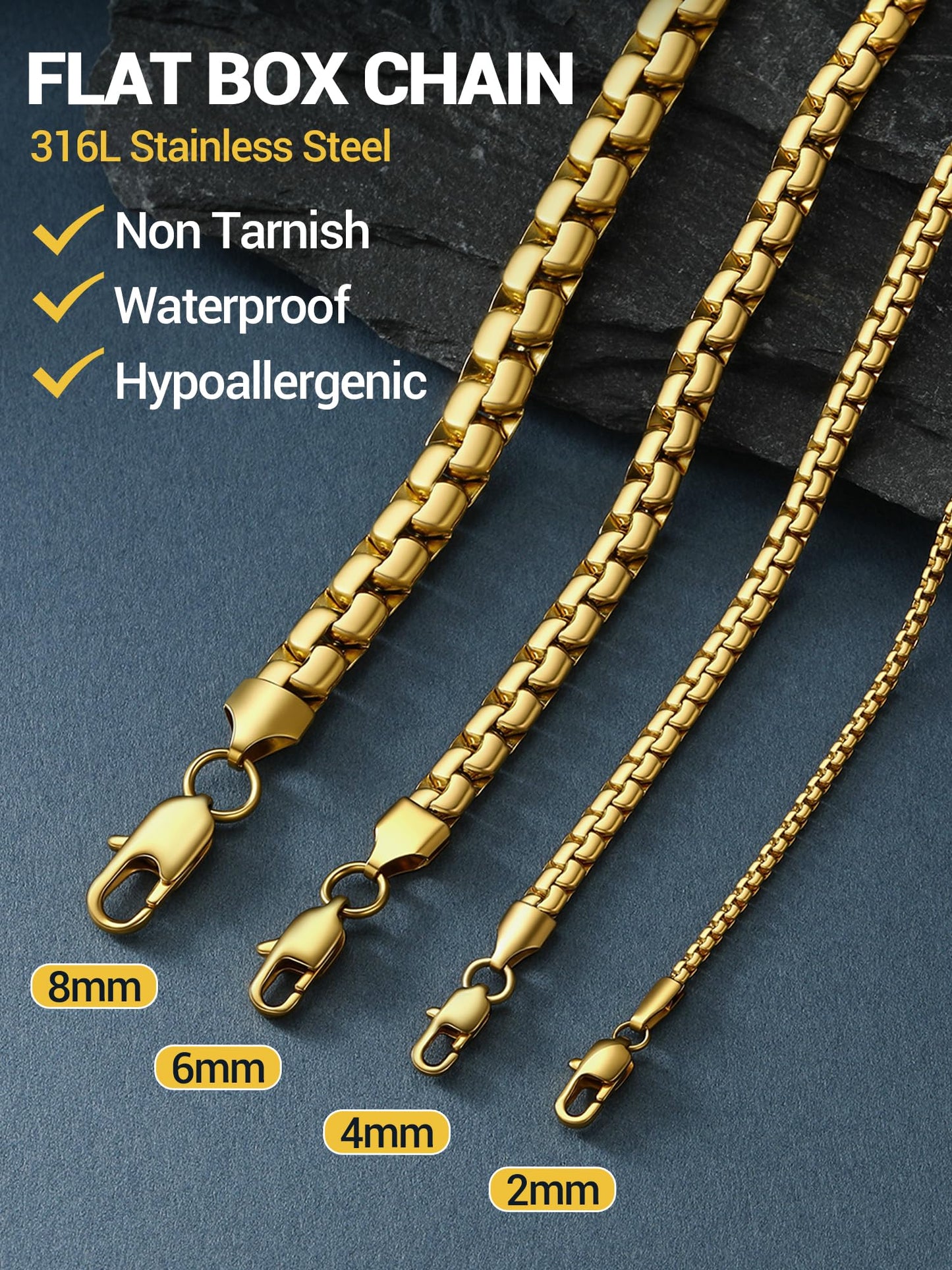 PROSTEEL Mens Stainless Steel Necklace Chunky Chain Necklace Long Necklace