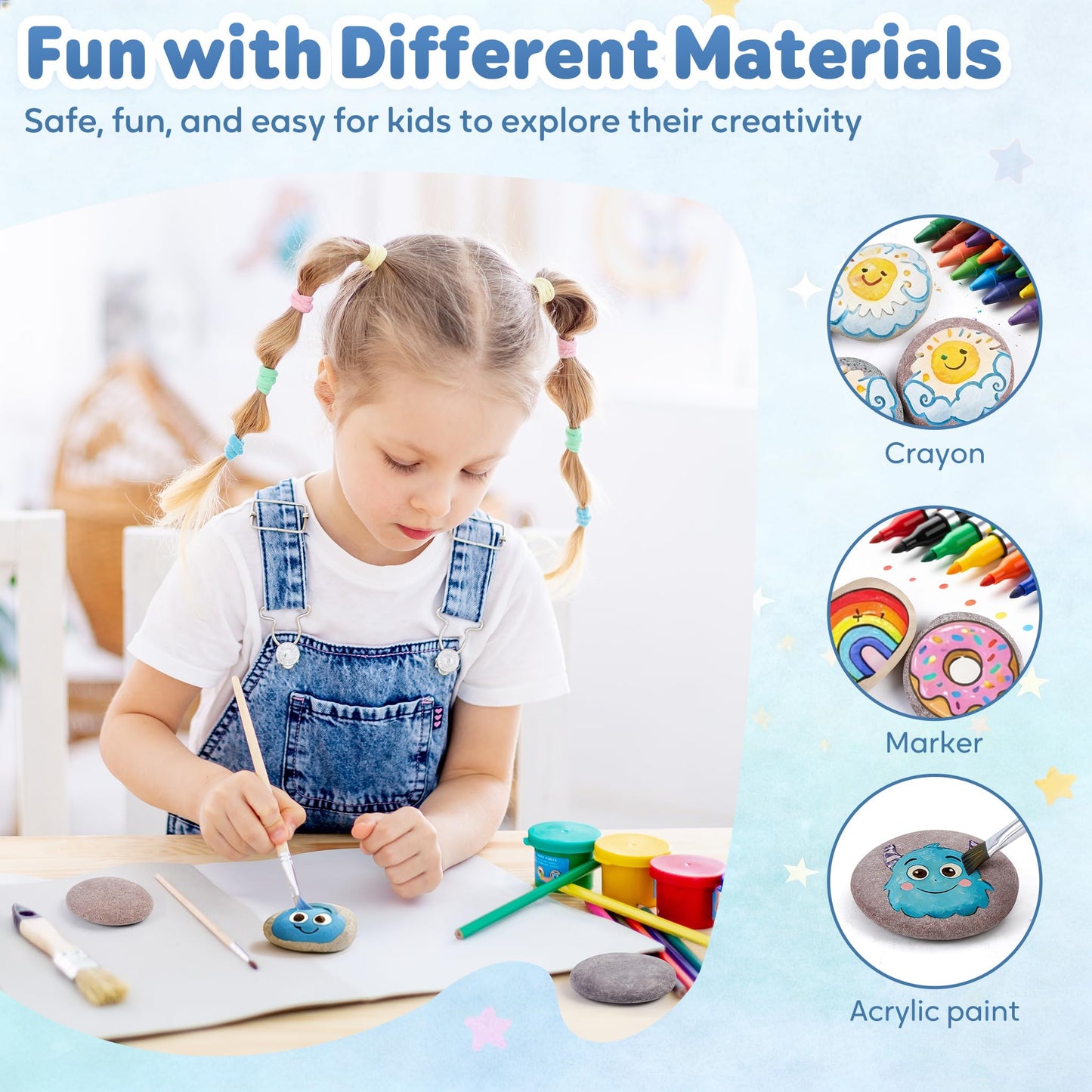 Rokraft 36 PCS Large 2.15-3.35" Smooth Natural River Rocks for Painting, Flat Painting Rocks & Craft Stones for Kindness Rocks, School Art Projects & DIY Crafts