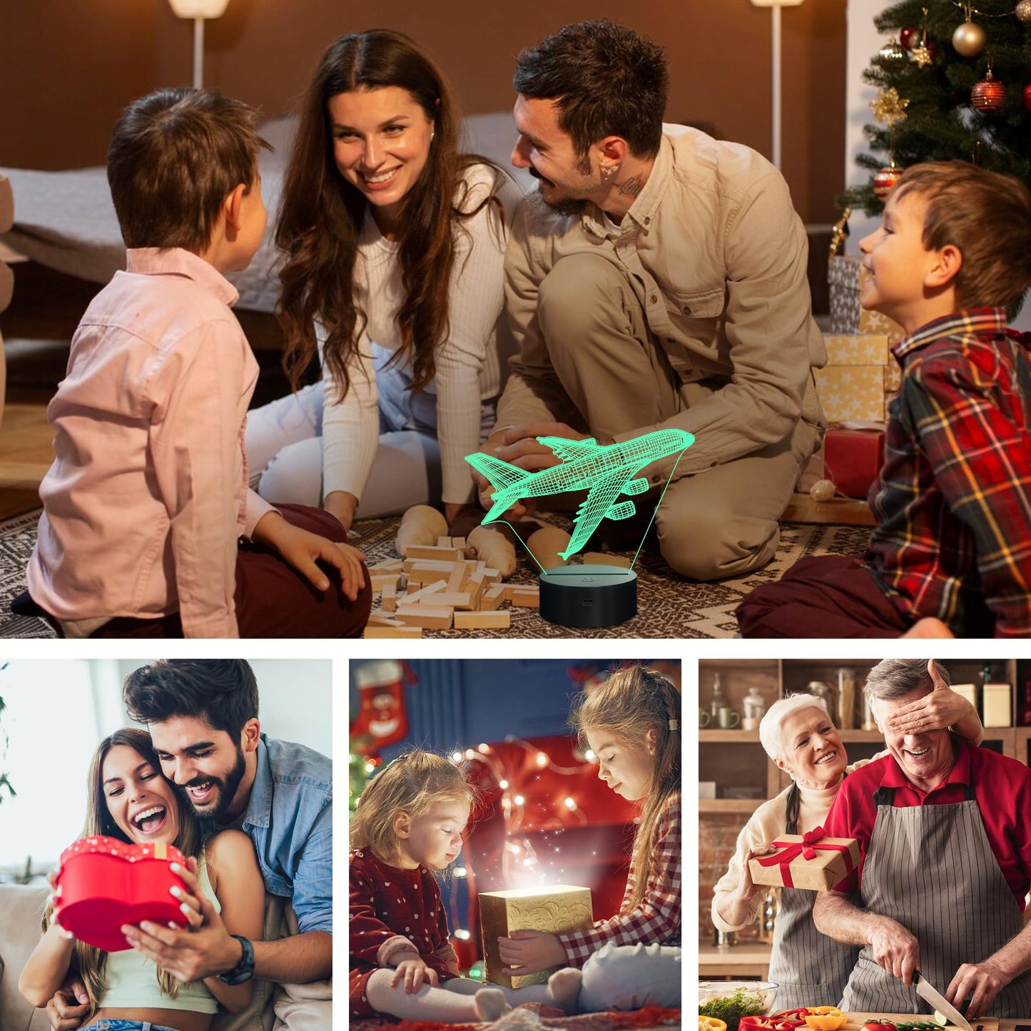 CoolGift Mart Airplane Night Light, 3D LED Optical Illusion Airplane Lamp with Remote Control and Timer, Christmas and Birthday Airplane Gifts for Men Boys Kids