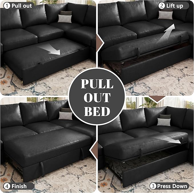 85 Inch Faux Leather Modular Sectional Sofa