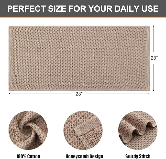 Kitinjoy 100% Cotton Waffle Weave Kitchen Hand Towels