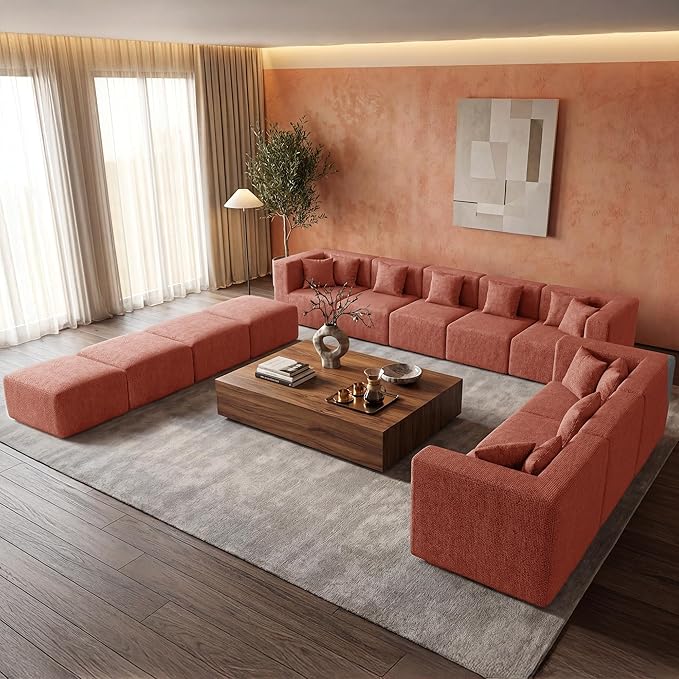 MONVANE Modular Sectional Sofa, Oversized 12 Seat Convertible U Shaped Couch