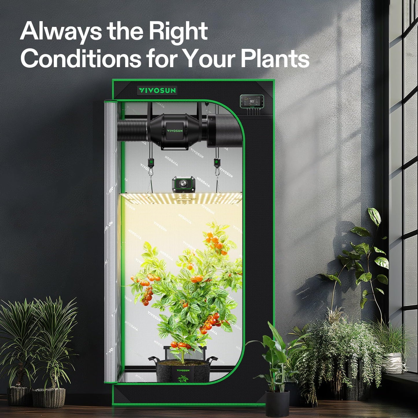 VIVOSUN Smart Grow Tent Kit 2.7 × 2.7ft WiFi-Integrated Automatic Complete Grow System with Full Spectrum LED Grow Light 150W, Efficient Ventilation System with GrowHub E42A+ Controller
