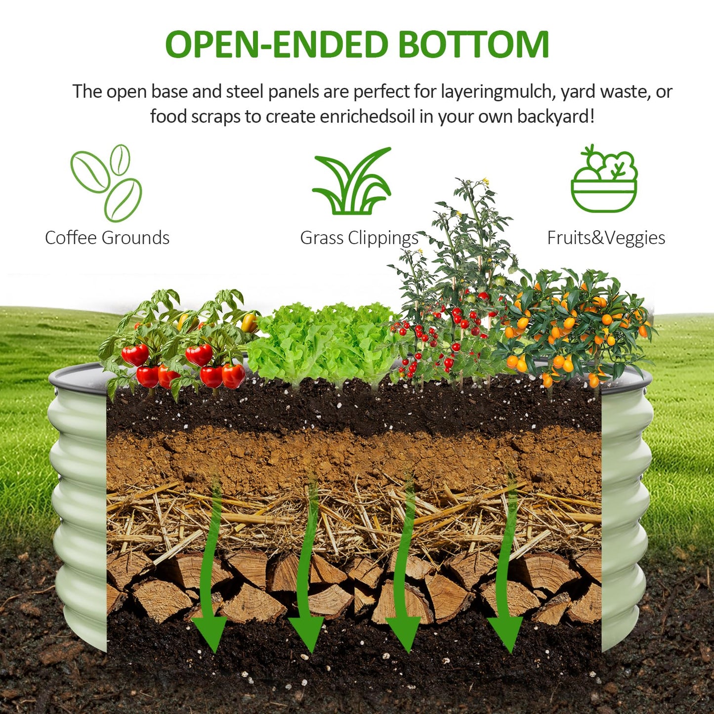 Gruper Galvanized Raised Garden Bed, 3.5ft x 17'' Tall Round Metal Planter Raised Garden Boxes Outdoor for Vegetable Fruits Flower Herb, Anti-Rust and Sturdy & Easy-Setup