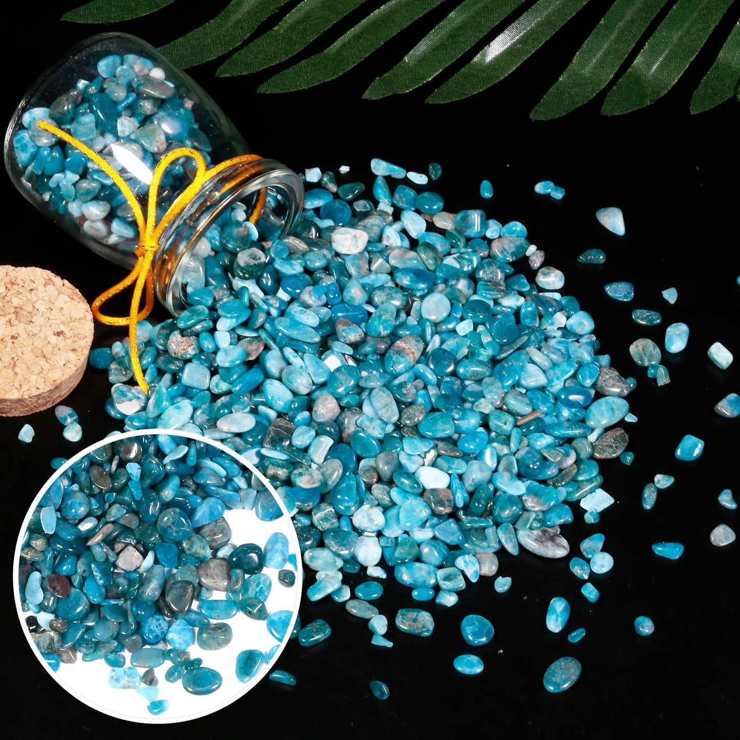 mookaitedecor 1 Pound Blue Apatite Chip Stones Crushed Crystal, Polished Rocks for Crafts, Art, Jewelry Making and Decorative Stone