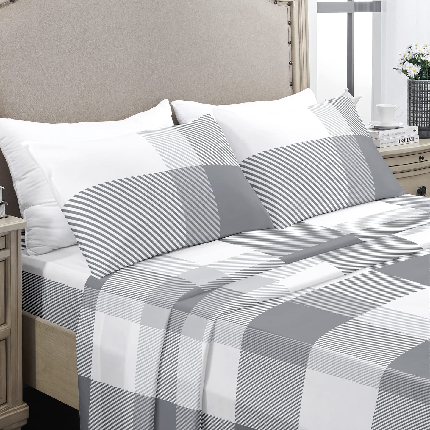 YIYEA Twin Sheets Set, Premium Double Brushed Microfiber Bed Sheet Set for All Season, Soft Breathable, 16" Deep Pocket, Shrinkage and Fade Resistant, 3PC, Twin
