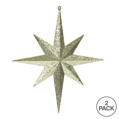 Vickerman 12" Gold Iridescent Glitter Bethlehem Star Christmas Ornament, 2 per Box