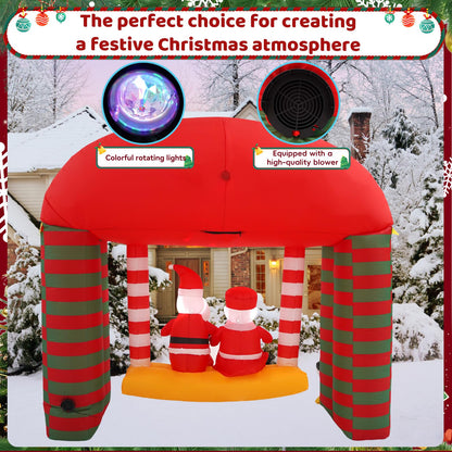 10FT Santa Claus Swing Outdoor Inflatable with Rotating LED Lights for Christmas Holiday Party Decoration, Winter Garden Decoration
