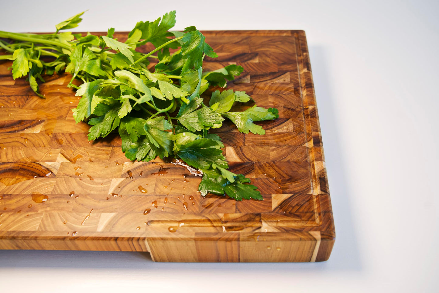 XXL Teak Wood Cutting Board, 24 x 15 Inch (ExtraThick 1.7") Hardwood Butcher Block for Meat, Cheese, Charcuterie Heavy Duty End Grain Non Toxic Wood Chopping Board with Handle (Oil & Plate included)