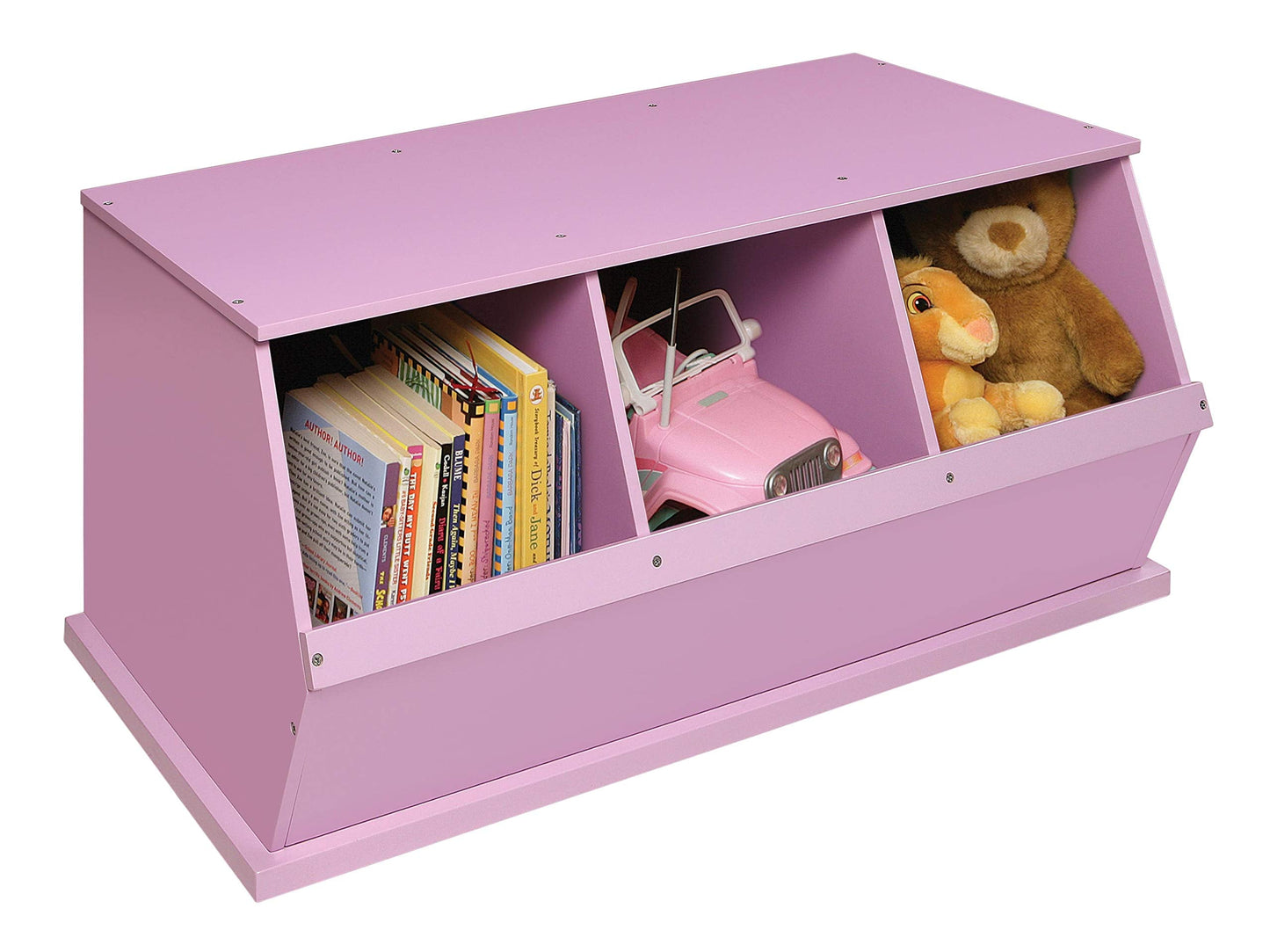 Badger Basket Stackable 3-Bin Storage Cubby - Modular Toy and Craft Organizer with Wide Mouth Bins, Expandable Design, Solid Panel Construction - Compatible with Other Units - Lilac