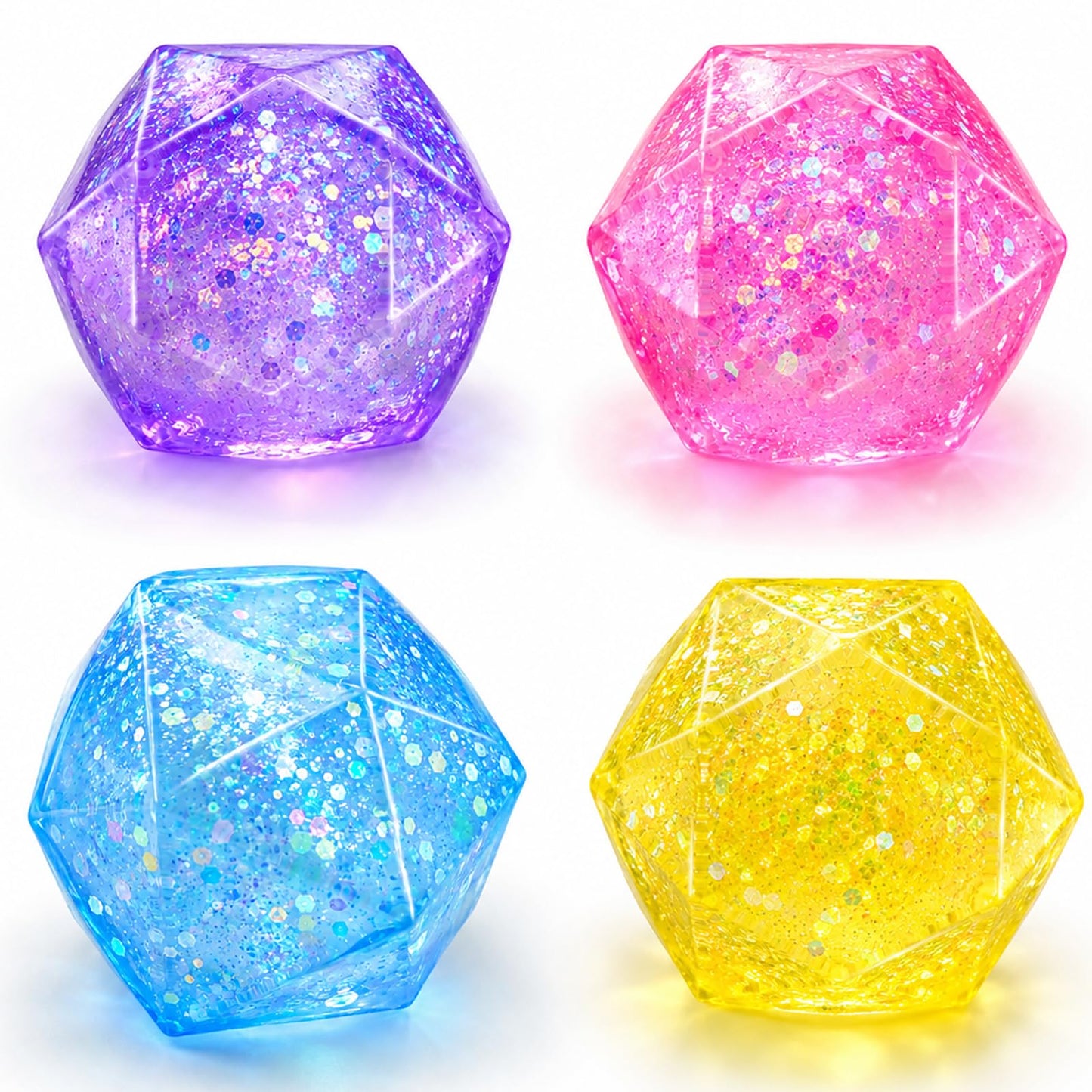 4Pcs Gemstone Squishy Stress Relief Toys,Malt Sugar Slow Rising Glitter Squeeze Sensory Toy,Cute Diamond Dumpling Fidget Ball Toy,Squishies Gifts for Teens Adult (4-Piece Set - Glitter)