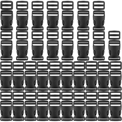 YGDZ 1 Inch Buckles, 35 Side Release Plastic Buckles and Tri-Glide Slides Parachute Black Buckles for Backpack Luggage Strap Pet Collar