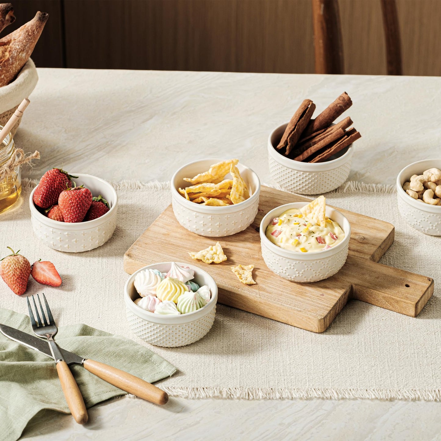UNICASA Ramekins 4 oz, Set of 6, Thick Wall Ceramic Baking Dishes for Creme Brulee, Dips, Non-Toxic, Dishwasher & Oven Safe, Farmhouse Individual Dessert Cups
