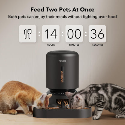 PETLIBRO Automatic Cat Feeder for 2Cats, 5L Timed Dual Dog Food Dispenser, 5G WiFi Pet Feeder with APP Remote Feeding, 1-10 Meals/Day, 10s Meal Call, Double Trays