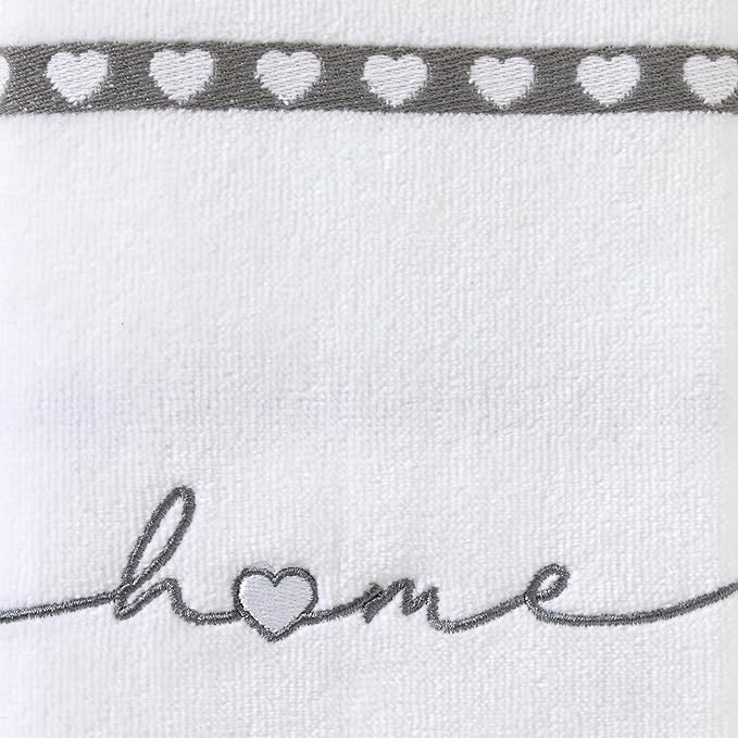 SKL Home Heart in Home 100% Cotton Embroidered 2pc Hand Towel Set, Decorative