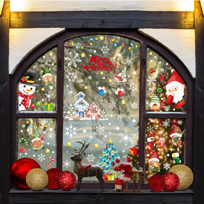 AOWDIAO Christmas Decorations 210 Pcs Christmas Window Clings for Glass Double-Side Reusable Cute Winter Holiday Window Stickers Decals Kids Home Decor