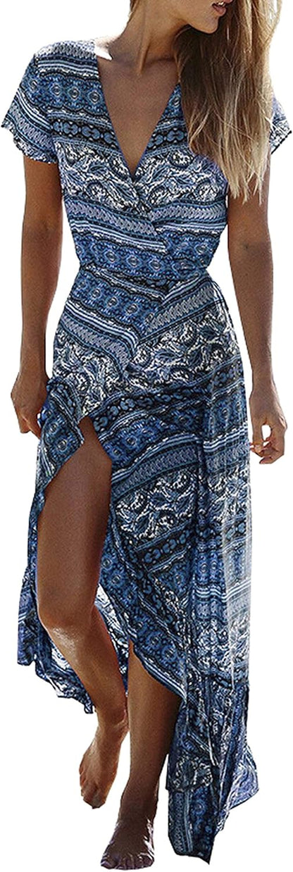 R.Vivimos Womens Summer Long Sleeve Cardigan Sexy Maxi Dresses