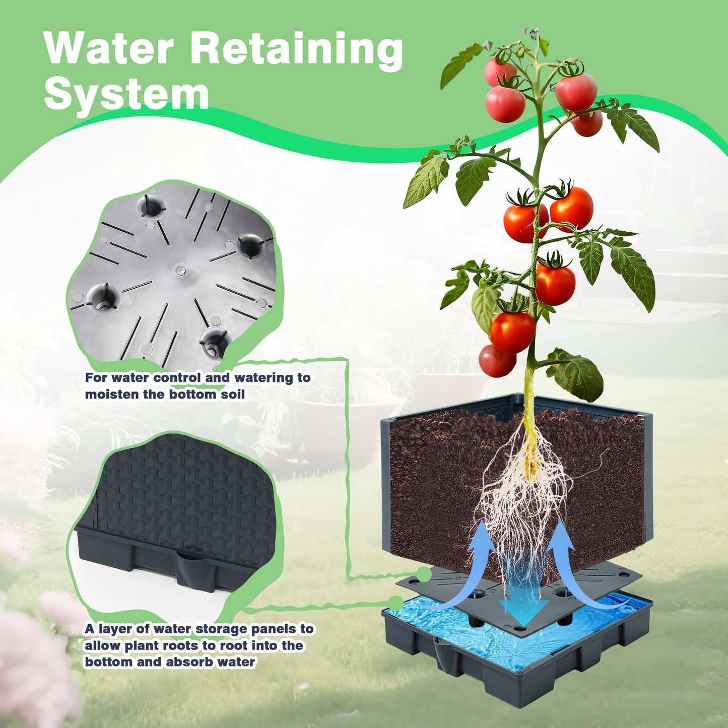 Sumloty Raised Garden Bed Planter Boxes, 1 Pack 44" Self-Watering Tomato Planter with Trellis for Climbing Vegetables Plants Grape Fruit Flowers,Use for Indoor Outdoor Garden Patio