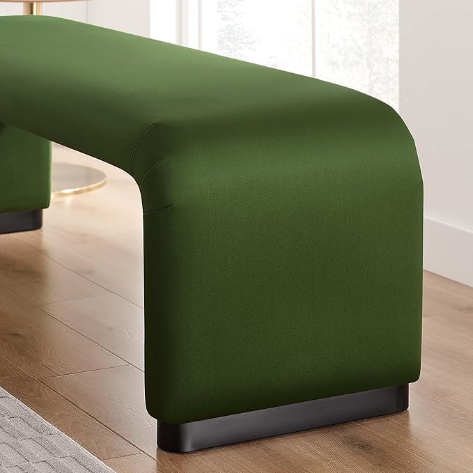 Modway EEI-6734-BLK-MOS Koda Performance Velvet Waterfall Long Bench