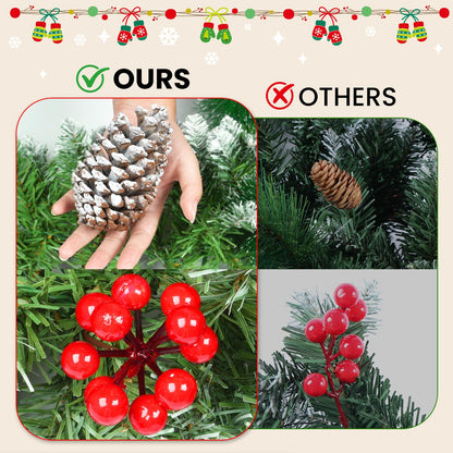 Christmas Garland with Lights 9 FT Artificial Christmas Garland 250 Pieces of Green Rattan Christmas Garland Holiday Artificial Decor for Stairs Wall Door Indoor Outdoor Garland