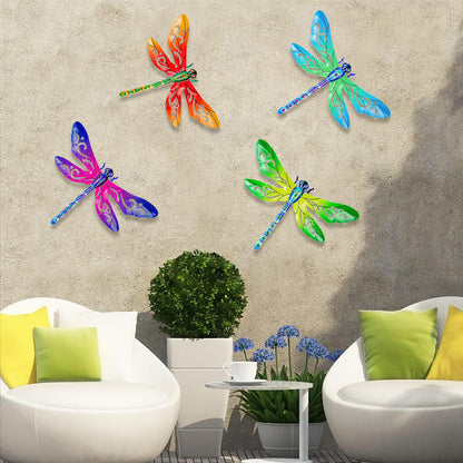 SUNREEK Metal Dragonfly Wall Decor, 12 Inches Dragonfly Outdoor Wall Art for Fence Garden Yard Patio Decorations